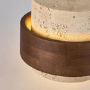 Ljojo LED Wood Pendant Lamp with Natural Stone - Adjustable Wire Hanging Fixture