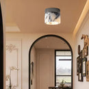 Cylinder Natural Stone LED Ceiling Lamp Small Sconce - Modern Black Metal - Ljojo