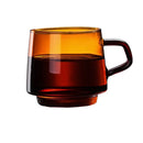 Ljojo 350ml Stackable Glass Coffee Tea Cup in Amber Blue Green Colors