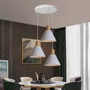 Ljojo 3-Head White Pendant Lights Wood Aluminum Chandelier