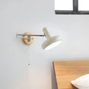 Ljojo LED Wall Sconce Light Rotate Pull Chain Switch Wood Base Bedside Lamp