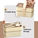 Ljojo Large Capacity Double-Layer Lunch Box with Tableware - Heatable Bento Box