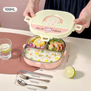Ljojo 304 Stainless Steel Divided Lunch Box with Cutlery & Leakproof Design