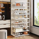 Ljojo™ 8-Tier Acrylic Shoe Rack with Wood Shelves - Modern Shoe Storage Organize 24-32 Pairs