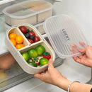 Ljojo 3 Grids Detachable Plastic Lunch Box, Microwave Safe Bento Container