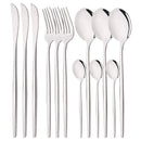 Ljojo Mirror Silver Stainless Steel Cutlery Set - 12Pcs Western Dinnerware Kitchen Utensils