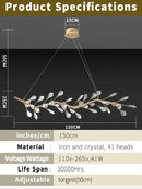 Ljojo LED Crystal Pendant Lights Modern Crystal Hanging Ceiling Lamps Dining Living Room