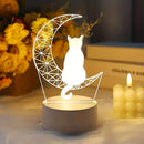 Ljojo Modern 3D Moon Cat Night Light for Home Bedroom Decor Ramadan Decoration