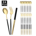 Ljojo Luxury Golden Korean Stainless Steel Dinnerware Set 24Pcs