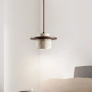 Slim Yellow Travertine LED Pendant Lamp by Ljojo - Cave Stone Suspension Chandelier for Indoor Lighting