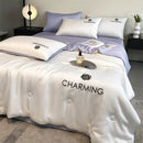 Ljojo Luxury Embroidery Summer Blanket - Lightweight Cooling Quilt - Soft Skin-friendly Comforter