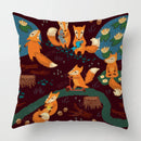 Ljojo Linen Fox Sofa Cushion Cover 50x50 Square Home Décor Pillowcase