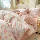 Ljojo Minimalist Cartoon Design Duvet Cover Set in 100% Cotton, 4-Piece Bedding Collection
