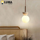 Natural Stone Yellow Travertine Pendant Lamp for Bedroom - Ljojo