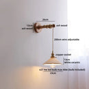 Ljojo LED Wall Light Fixture Switch Stair Lighting Round Ceramic Wood Bedside Lamp