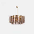 Italian Vintage Amber Glass Chandelier for Dining and Living Room by Ljojo - Handmade Lustre Suspension Lighting