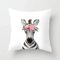 Cute Animals Print Decor Pillowcase by Ljojo - Pink Flower Theme
