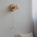 Ljojo LED Wall Lamp Pull Chain Switch Wood Stair Lighting Mirror Light