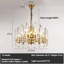 American Vintage Luxury LED Pendant Light Gold Copper Crystal Chandelier by Ljojo
