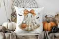 Cute Ghost with Pumpkin Halloween Pillow Cover by Ljojo - For Sofa, Bedroom, Car