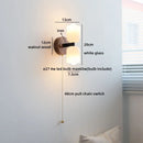 Ljojo LED Wall Lamps 2 Heads Pull Chain Switch White Glass Stair Light