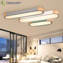 Ljojo Bauhaus Solid Wood Strip LED Ceiling Light Chandelier for Living Room Decor