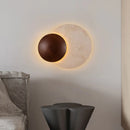 Art Deco LED Wall Lamp Natural Stone Dark Wood Dimmable Indoor Sconce by Ljojo