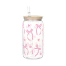 Ljojo 16oz Cherry Bow Plastic Cup with Straw Lid - Holiday Drinkware Gift