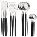 Ljojo 16-Piece Stainless Steel Cutlery Set in Black Gold Mirror Finish