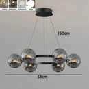 Nordic Ring Chandelier Smoky Gray Bubble Ball Lamp for Living Room by Ljojo