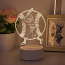 3D Baseball Boy Acrylic Visual Night Light for Bedroom Decor by Ljojo