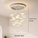 Ljojo Lotus Leaf White Chandelier Light for Staircase Villa Living Room - Elegant Modern Decor