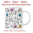3D Effect Flowers Cup Holding Hands Personalized Name Mug for Children, Mother's Day Gift