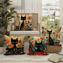 Colorful Cats & Flowers Printed Pillow Covers by Ljojo - Sofa, Bedroom, Car Pillow Cover