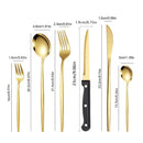 Ljojo Luxe Gold Stainless Steel Cutlery Set with Knife and Fork - Set of 48