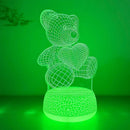 3D Illusion Teddy Bear Night Light Bedlight for Children Bedroom Decoration Gift Ljojo