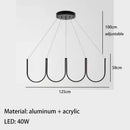 Ljojo Modern U Shape Dining Room Chandelier LED Light Fixtures