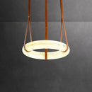 LED Alabaster Resin Ring Leather Belt Chandelier - Modern European Ljojo Lighting for Living Dining Room
