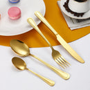 Ljojo 24pc Gold Stainless Steel Cutlery Set - Retro Style for Kitchen & Restaurant