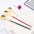 Ljojo Long Handle Mirror Ice Spoon Set - 10Pcs Stainless Steel Flatware & Bar Tools