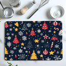 Christmas Tree Snow Stars Drying Mat - Non-Slip Absorbent Kitchen Placemat by Ljojo