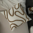 Ljojo 45x45cm Line Tufted Chenille Pillow Cover for Indoor Living Room Sofa