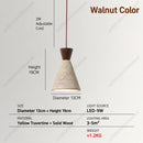 Modern Travertine Wood Pendant Light LED Hanging Lamp Chandelier for Dining Room by Ljojo