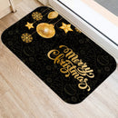 Ljojo Merry & Happy Year Door Mat: Golden Black Letter Print, Non-Slip Floor