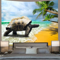 Beach Turtle Tapestry Coconut Tree Wave Wall Hanging Towel Room Decor by Ljojo
