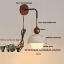 Ljojo LED Wall Lights Nordic Modern Pull Chain Yellow Travertine Stone Bedside Lamp