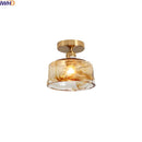 Ljojo Modern Amber Glass LED Ceiling Lights with Copper Socket for Home Decoration