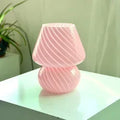 Glass LED Desk Light Mushroom Table Lamp Ljojo Korean Style Striped Bedside Lamp