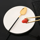 Ljojo 24Pcs Black Gold Cutlery Set Stainless Steel Tableware Luxury Dinnerware