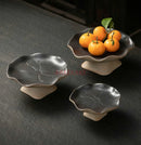 Ljojo Lotus Leaf Plate: Tall Chinese Dim Sum Tea Plate for Snacks & Fruits